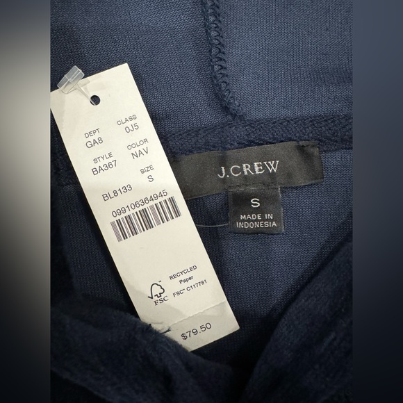 NEW Women’s J.Crew Relaxed Velour Hoodie in NAVY Pullover - Picture 4 of 5